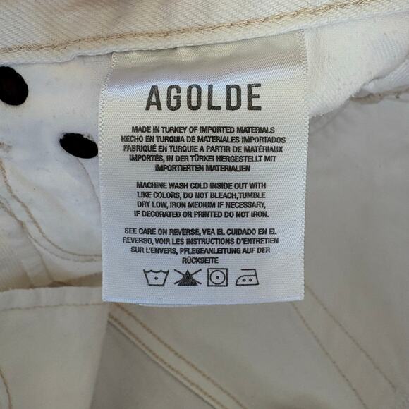 AGOLDE Parker Long Shorts in Pannacotta White Denim Size 24 - Picture 5 of 6